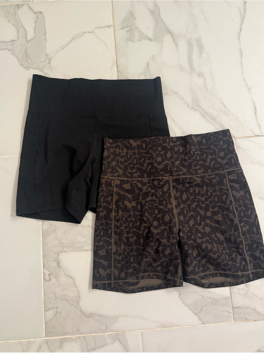 Vuori Studio Pocket Shorts LOT of 2! Leopard and Black High-Waist